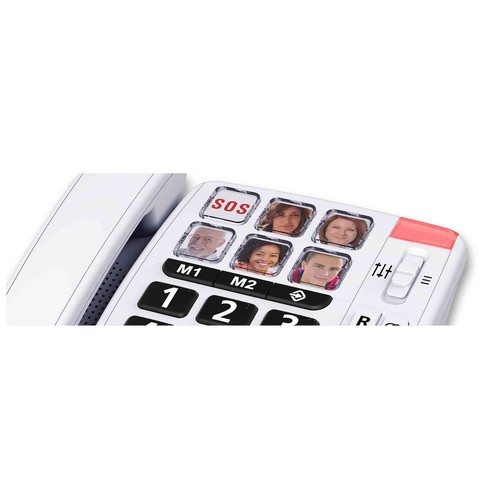 Teléfono fácil de utilizar SWISSVOICE Xtra 1110, 6 teclas-fotos, manos-libres, indicador luminoso.