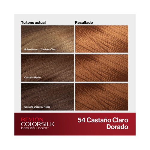 REVLON Colorsilk tono 54 Castaño claro dorado Coloración permanente sin amoniaco.