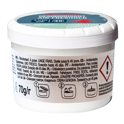 Ambientador para el coche en lata, aroma a lino fresco, AUCHAN.