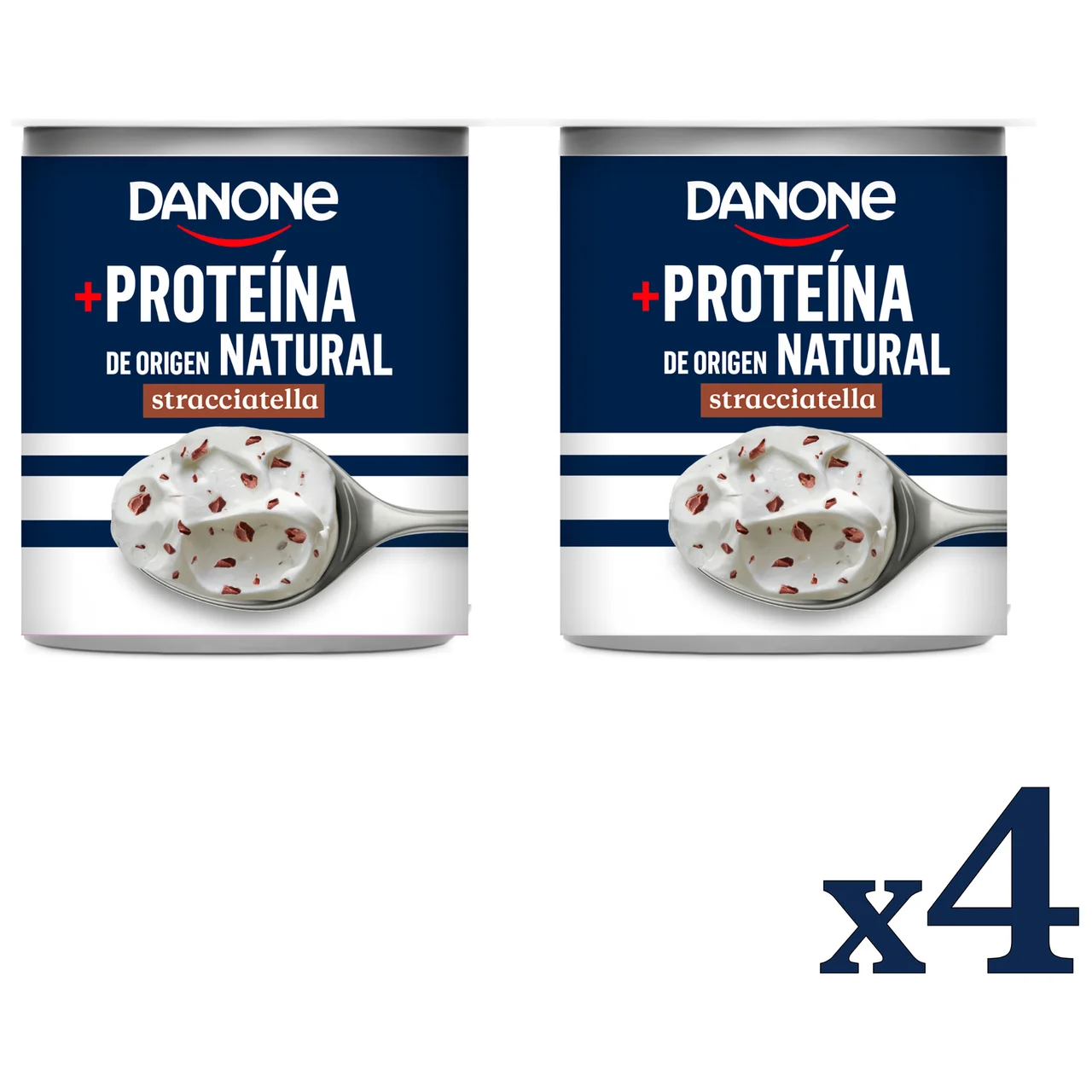 + Proteina Yogur 0 % materia grasa con proteína de origen natural y sabor a stracciatella 4 x 100 g.