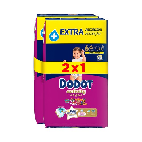DODOT Activity Pañales talla 6+ (14-19 kg) 2 X 44 uds.