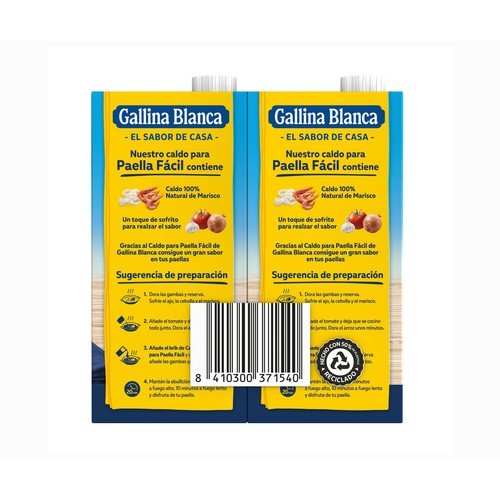 GALLINA BLANCA Caldo de paella de marisco 2 x 1 l.