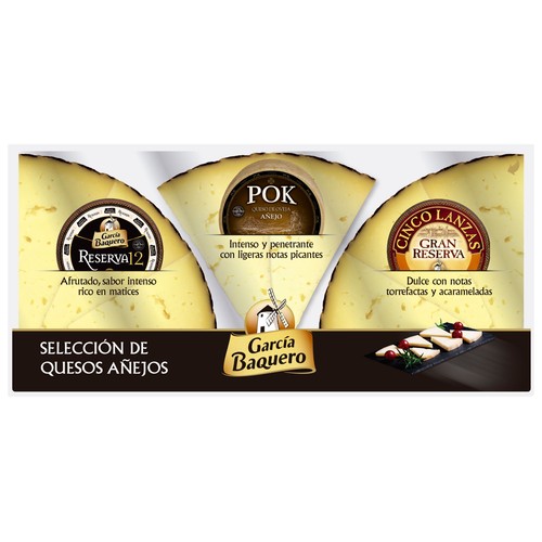 GARCÍA BAQUERO Tabla gastronómica de quesos (POK, Reserva12, Cinco Lanzas Gran Reserva) 300 g.