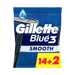 GILLETTE Cuchilla de afeitar desechable con cabezal pivotante de triple hoja GILLETTE Blue 3 smooth 16 uds
