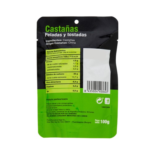 LA MADRILEÑA Castañas tostadas y peladas 100gr