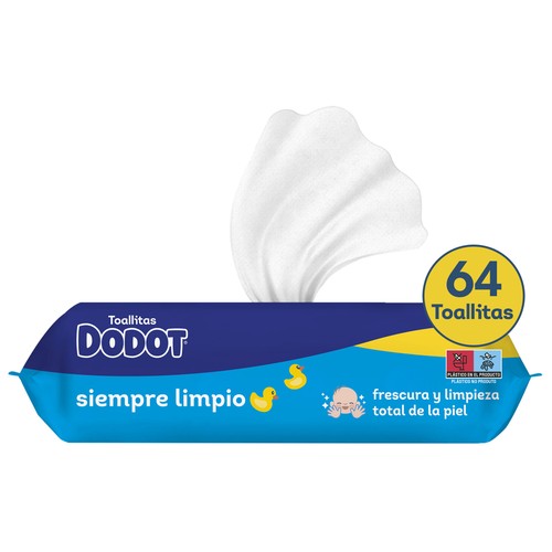 DODOT Siempre limpio Toallitas humedas para bebé, aptas para manos y cara 64 uds.