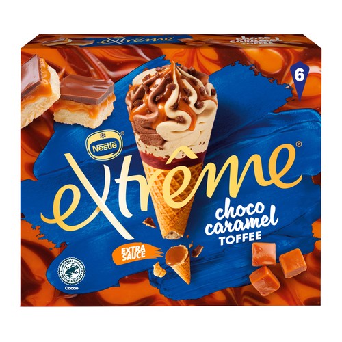 EXTRÈME de Nestlé Conos de helado de chocolate y caramelo toffee 6 x 110 ml.