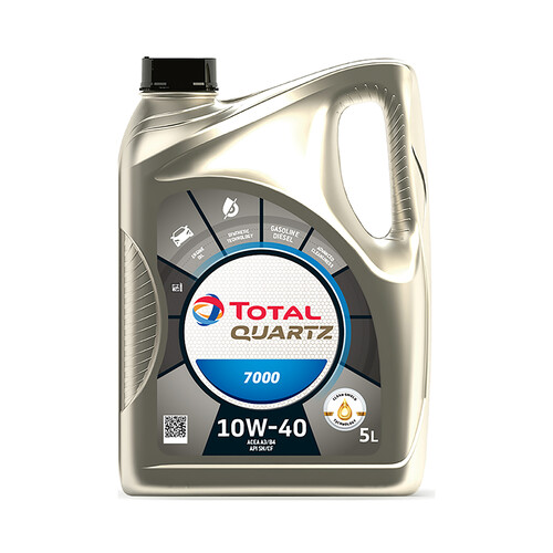 Aceite semisintético multigrado para motores gasolina y diésel TOTAL QUARTZ 10W40 5 litros.