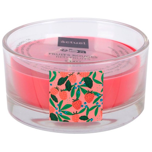 Vaso de vela grande perfumada con aroma frutos rojos, ACTUEL.