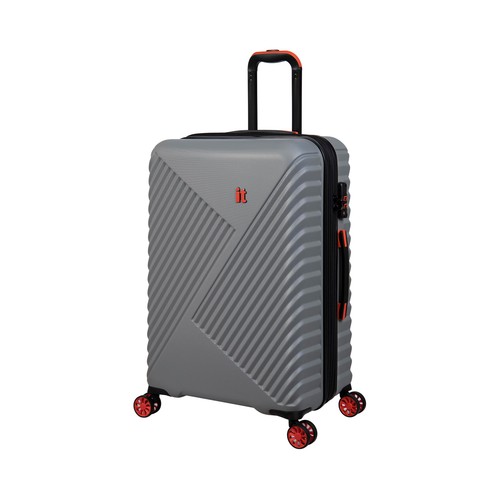Maleta grande tipo trolley expandible IT de 70cm, 8 ruedas, color gris.