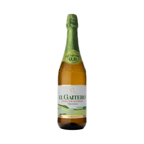 EL GAITERO Etiqueta negra Sidra natural espumosa con D.O.P Sidra de Asturias botella 75 cl.