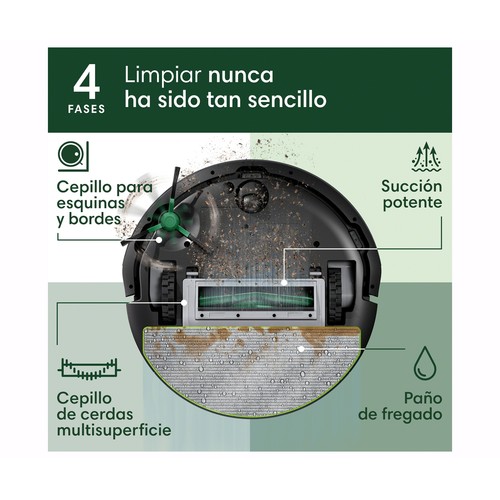 iRobot Roomba 105 Combo, Color negro, navegación láser, aspira y friega, 120 min de autonomía