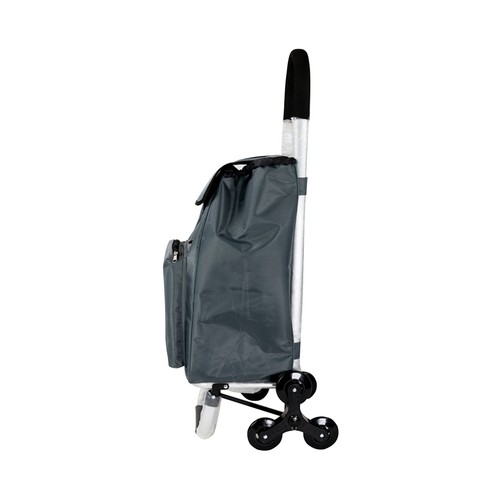 Carrito de la compra color gris con 3 compartimentos y 6 ruedas, 56 litros, ACTUEL.