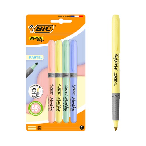 Set 4 subrayadores HL Grip BL Pastel Miner AST EU. BIC