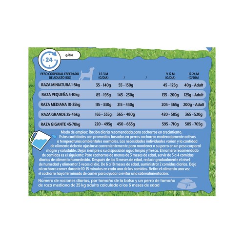 FRISKIES Comida para perros junior a base de pollo, leche y verduras 3 kg.
