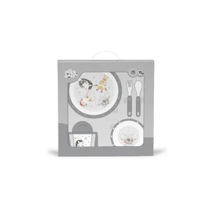 Set vajilla para bebé de 5 piezas color gris, INTERBABY.