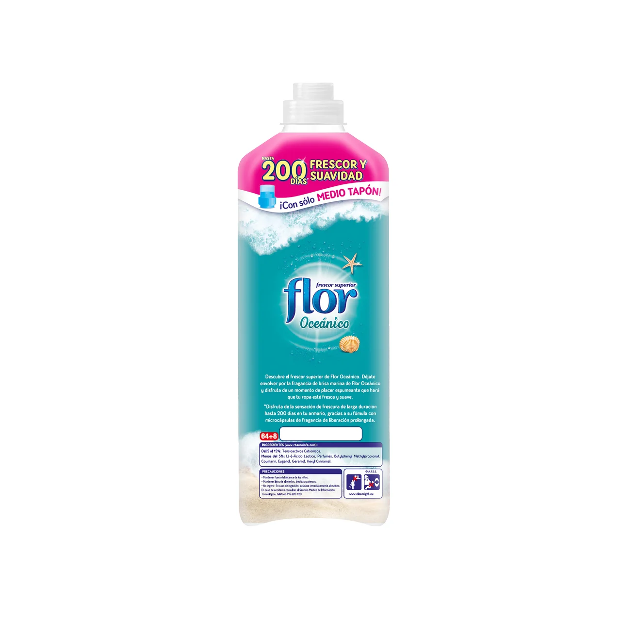 FLOR Suavizante concentrado con aroma oceánico FLOR 78 lavados 1404 L.