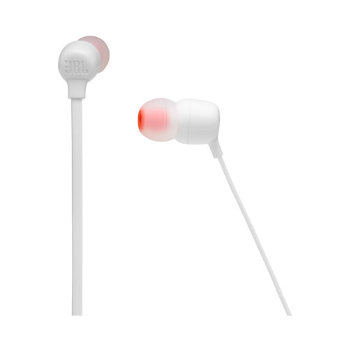 Auriculares deportivos bluetooth tipo cuello JBL Tune 125 BT, micrófono, color blanco.