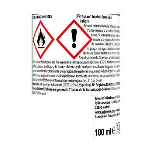 AUTAN TROPICAL Repelente spray mosquitos tigres y comunes  100 ml.