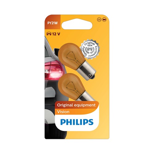 Lote de 2 bombillas para automóvil, tipo PY21W PHILIPS.