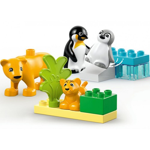 LEGO DUPLO - Familias de la Fauna Salvaje: Pingüinos y Leones 10442, 10 piezas, +2 años.