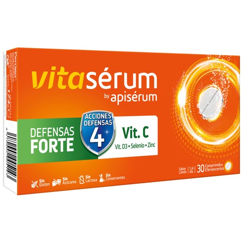 VITASÉRUM Polivitamínico para la disminución del cansancio y refuerzo del sistema inmunitario VITASÉRUM Defensas forte 30 uds.