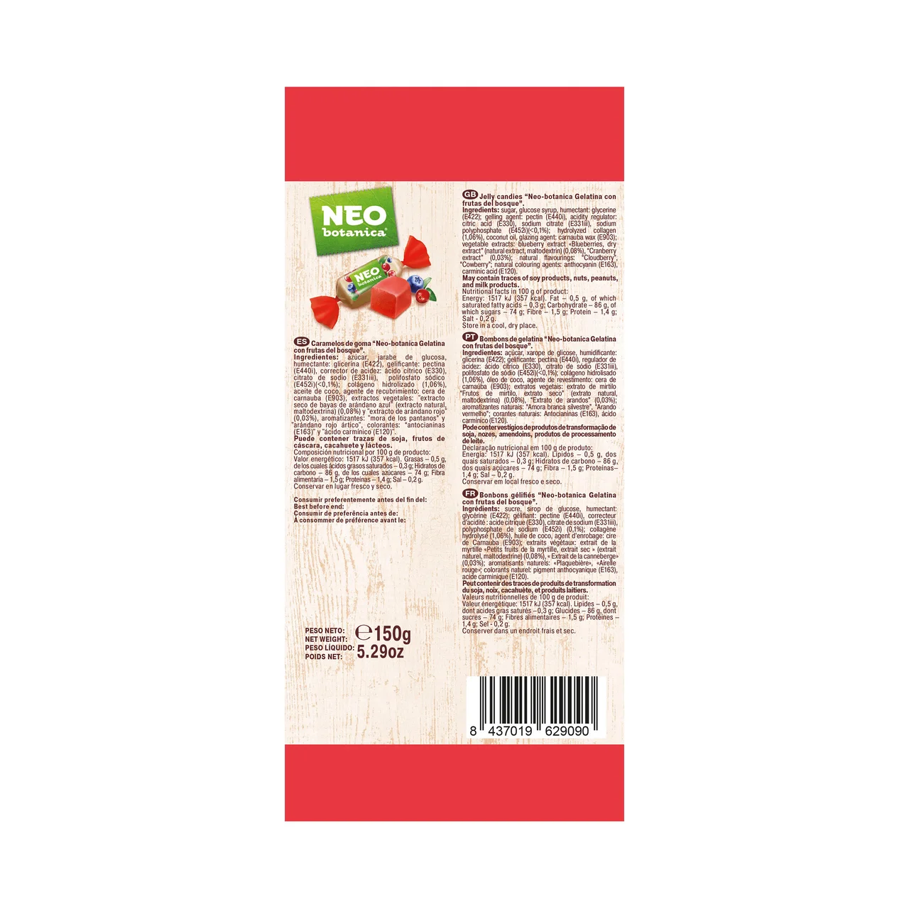 NEO BOTÁNICA Gelatina con frutas del Bosque (caramelos) 150 g.