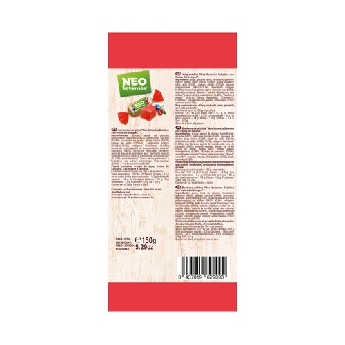NEO BOTÁNICA Gelatina con frutas del Bosque (caramelos) 150 g.