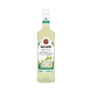 Preparado de mojito con ron Bacardi carta blanca, menta natural y zumo de lima botella 70 cl.