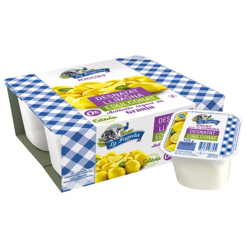 LA FAGEDA Yogur desnatado 0% materia grasa, con stevia sabor a limón 4 x 125 g.
