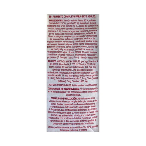 PRODUCTO ALCAMPO Grain free Alimento completo para gatos adultos base de salmón 1.5 kg.