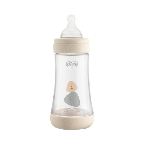 CHICCO Biberón de 240 ml con tetina de silicona, flujo medio y sistema anticólicos, a partir de 2 meses CHICCO Perfect 5.