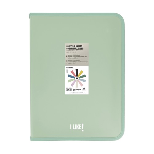 Carpeta con cremallera polipro A4+ GRAFOPLAS.