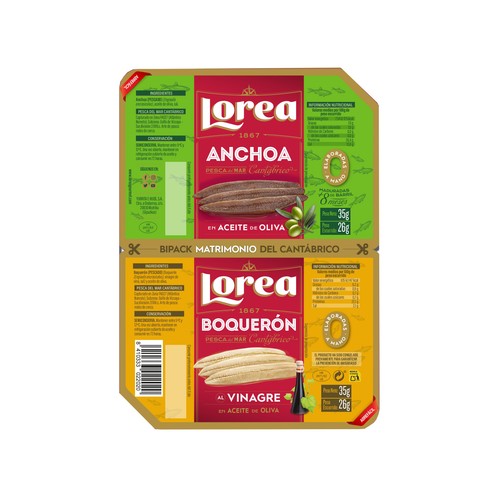 LOREA Bipack de Anchoa y Boquerón al vinagre en aceite de oliva 2x26g.