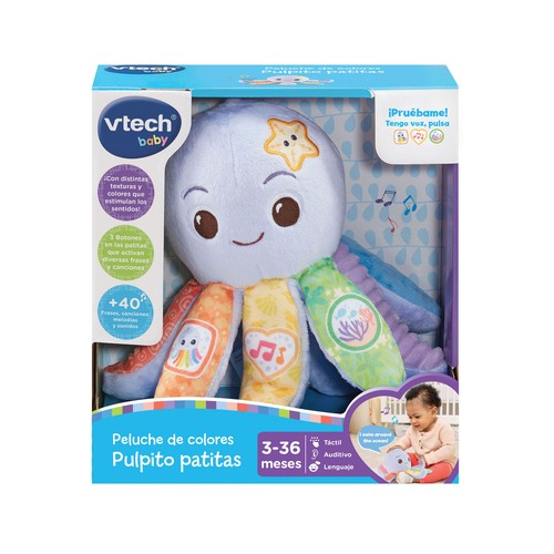 Pulpo de peluche con patitas de colores, juguete de 0 a 5 meses, VTECH.