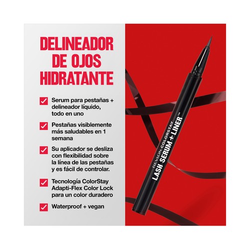 REVLON Colorstay tono negro Lapíz de ojos (eyeliner) líquido + suero de pestañas.