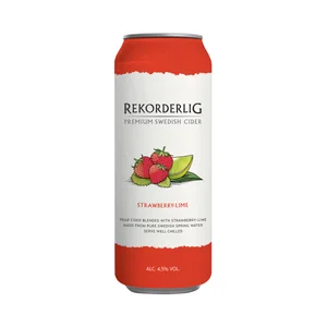 REKORDERLIG Cider de pera con un toque de fresa y lima lata 50 cl.