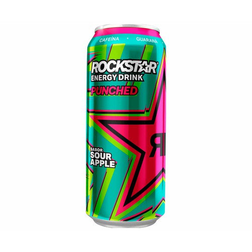 Bebida energética sabor manzana ROCKSTAR Punched lata de 500 ml.