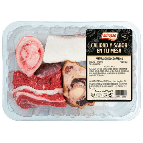 EMCESA Bandeja con preparado de cocido fresco, elaborado sin gluten