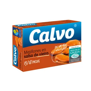 CALVO Mejillones salsa de vieira 13/18 piezas 65 g.