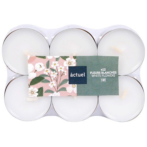 Set de 12 tealights con aroma de Flores blancas ACTUEL.
