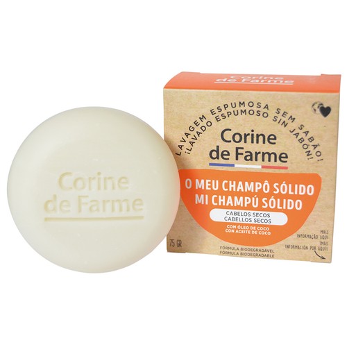 CORINE DE FARME Champú sólido con aceite de coco, para cabellos secos CORINE DE FARME 75 g.