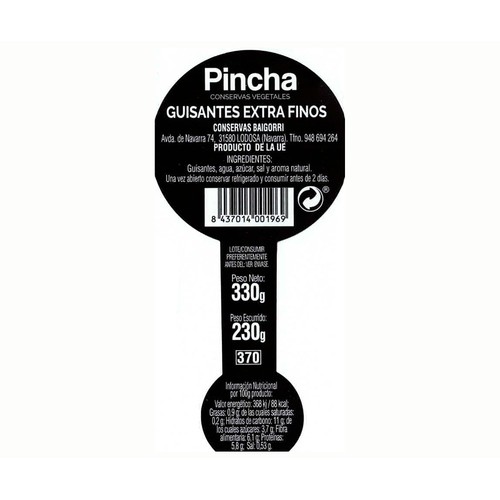 PINCHA Guisantes extra finos 230 g.