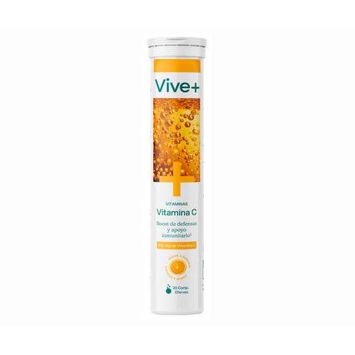 VIVE PLUS Complemento alimenticio, Vitamina C 500 mg + Zinc VIVE PLUS 20 uds. 90 g.
