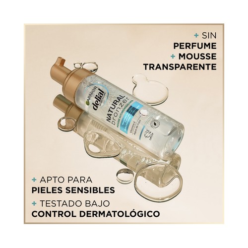 DELIAL Natural bronzer de Garnier Autobronceador con textura mousse con un 92% de ingredientes de origen natural 200 ml.