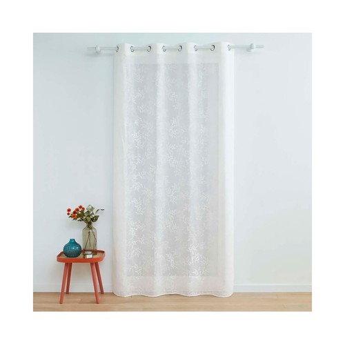 Visillo con anillas 140x240cm tejido aplic karla blanco. U10.