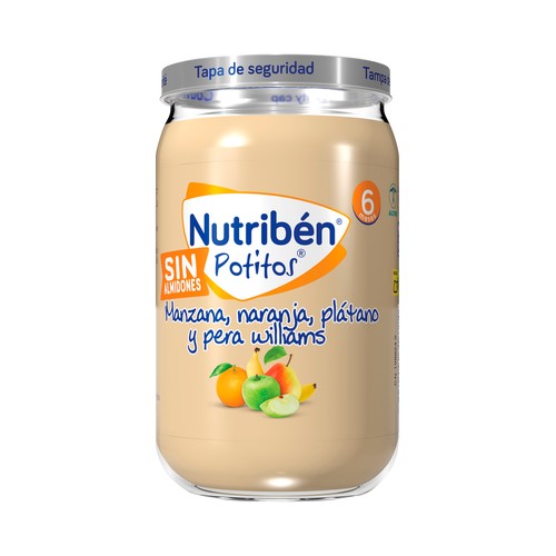 NUTRIBÉN Potitos® de fruta (manzana, naranja, plátano y pera williams), a paritr de 6 meses 235 g.