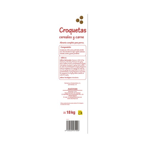 PRODUCTO ALCAMPO Alimento para perro con cereales y carne 18kg