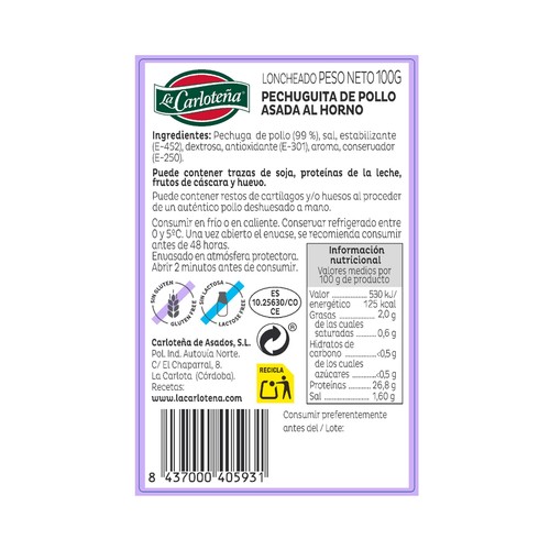 LA CARLOTEÑA Pechuguita de pollo 100g