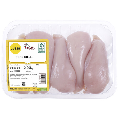 Pechugas de pollo blanco sin piel Bandeja.